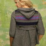 Free People Gretal Swing Hoodie Gray Knit Boho Artsy Textured Cardigan M Size M Photo 4