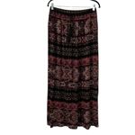 Forever 21 Floral Print Black/Purple Elastic Waist Maxi Skirt(Size Small) Photo 3