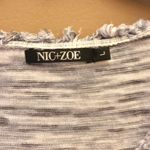Nic+Zoe Nix & Zoe Linen Blend Marled Space Dye Fringe Shirt Blue White Large Photo 2