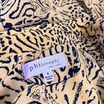 Philosophy Womens Yellow Black Animal Print Long Sleeve Button Down Shirt Size S Photo 3