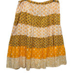 Boho Tiered Midi Skirt L Yellow Patchwork Cottagecore Prairie Hippie Festival Size L Photo 0