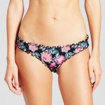 Shade & Shore Ruffle Cheeky Bikini Bottom Black Floral NWOT XS Photo 0