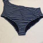 J.Crew NWT Cutout One Shoulder One Piece Swimsuit Navy Blue White Stripe Swim 22 Photo 5