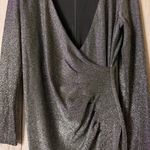 DKNY  Women’s Long Sleeve Elegant Black Silver Glitter Dress Sz 10 NWT Photo 6