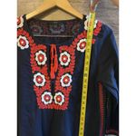 J.Crew  Navy Blue & Red Embroidered Floral Beach Tunic Dress Coverup Sz M Photo 7
