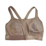 Shefit 4Luxe Flex Sports Bra Medium Impact Black Zip Wireless Lift Front Close Tan Size 4X Photo 3