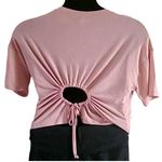 Poof! Poof New York Short Sleeve Shirt Rear Cutout Tie - Size Large, Soft Pink (NWOT) Photo 5