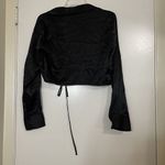 ZARA NWT! satin neck long sleeve plunge wrap blouse gold chain detail medium Photo 5