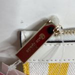 Kate Spade  Women’s Yellow White Stripe Stone Large Zip Clutch Purse NWT Photo 4