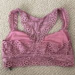 Aerie Pink Bralette Size Small Lacy Light Support Unpadded Racerback Pink S EUC Photo 2