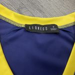 LIONESS Spectate Tee Top Size S Blue and Yellow V Neck Short Sleeve Shirt Photo 4