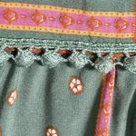 Jaase Anthropologie Sz S Blouse Flutter Sleeve Tassel Tie Green Orange Photo 5