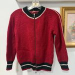 Prada Vintage Sport Red Zip-Front Knit Bomber Cardigan Sweater IT 40 US Small Photo 0