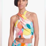 STAUD Citrus Kai Twisted Halter Bohemian Crop Top Multicolor – Size 10 Blue Photo 2