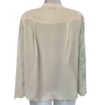 The Kooples White Crepe Leather Detail Floral Lace Long Sleeve Button Down Blouse XS Photo 4