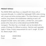 ANINE BING  Revolve Womens Lake Dress Taupe Stripe Small NWT Photo 2