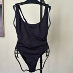 SKIMS  Signature Swim Scoop Neck Onyx Black One‎ Piece Swimsuit NWT Size 2X Photo 1