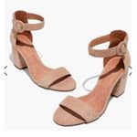Madewell  womens tan suede ankle buckle block heels high sandals size 8 Photo 1