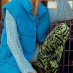 ZARA NEW  Water Resistant Oversized Puffer Vest. Blue size XS-S Photo 0