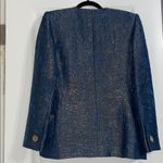 Eliglau Milano Made In Italy Floral Jacquard Blazer Size 46 US 10 Vintage Blue Photo 5