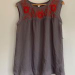 Liz Lange Gray Maternity Tank with Embroidery Sz s Photo 0