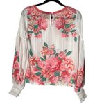VICI Long Sleeve Sheer Floral Women’s Blouse Pink White Size Small Photo 1