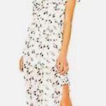 Elliatt White, black, & Pink Floral Ruffle Midi Dress Photo 0