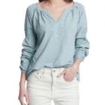 Frye Top Stone Blue Cotton Smocked Long Sleeve Size XS NWT $128.00 Photo 2