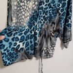 Cyrus Miley  XL Animal Print Top in Gray Turquoise Photo 2