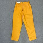 Loft High Rise Paper Bag Straight Leg Crop Pants Yellow Small Elastic Baggy Photo 6
