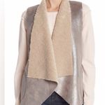 French Connection Silver and Tan Sherpa Lined Arleen Shearling Vest Photo 1