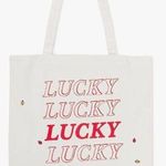 Kate Spade  Cute Canvas Tote Bag for Women with Red 'Lucky' Print NEW Photo 0