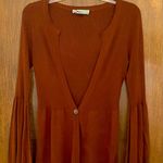 On Sunset Los Angeles silk blend brown balloon sleeves cardigan, size M cottage Size M Photo 0