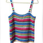 Gap Rainbow Crochet Knit Tank Top Retro 90s Y2K Festival Striped Boho M Tall Photo 1