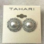 Tahari  Silver Pearl Stud Earrings NEW Photo 0