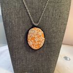 Handmade Orange floral pendant swans necklace Photo 1