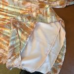 Adyson‎ Parker Satin Gray Orange Floral Shirt V Neck Lined Size Small Oversize Photo 5