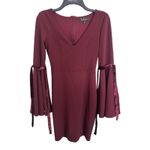 Lulus Lulu’s Burgundy Bell Sleeve Bodycon Dress Size Small Velvet Whimsigoth Romantic Photo 1