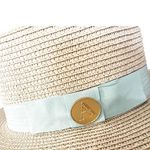 Woven Boater Hat with Baby Blue Grosgrain Ribbon Photo 8