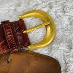 Nordstrom Brown Alligator Calfskin Wide Belt Sz Large Photo 0