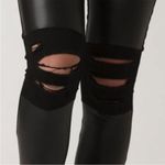 ASTARS Skylar black vegan leather distressed leggings size medium , jersey knit Photo 2