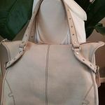 Kate Landry Cream Leather Shoulder Bag with Studded Straps made in Italy Photo 11