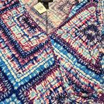 Ashley Stewart Tie Dye Wrap Dress 3/4 Sleeves V Neck Red White Blue Sz 22/24 NWT Photo 1