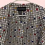 Funky 80’s geometric primary colors silky chunky button blouse 42 Madison Red Size 12 Photo 1