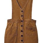 Very J Mini Skirtall Size Large Corduroy Beige Pockets Button Up Sleeveless Photo 3