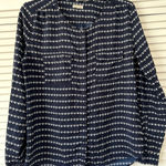 Gap  Women's Navy White Teardrop Print Long Sleeve Button Up Shirt Size S Photo 0