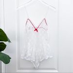 Vintage White Lingerie Lace Teddy Red Accent Small Photo 76