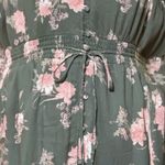 Lucky Brand High Low Short Flutter Sleeves Floral Dress Green Pink Size Medium Photo 6