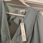 She & Sky NWT Mint Green Chiffon Ruffle Tiered Open Back Maternity Dress Photo 7