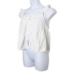 Joie  Womens White Pajama Set Shorts Top Swiss Dot Lace Detail Cotton Size L Photo 4